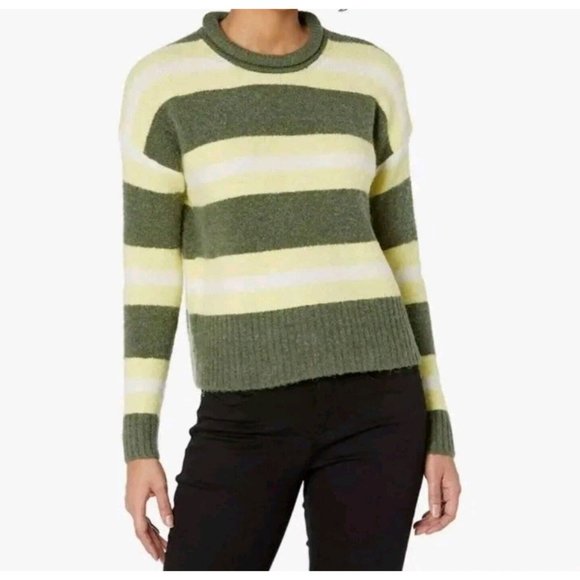Madewell Womens Striped Green Yellow Fulton‎ Pullover Sweater Size Small NWT - Picture 1 of 9